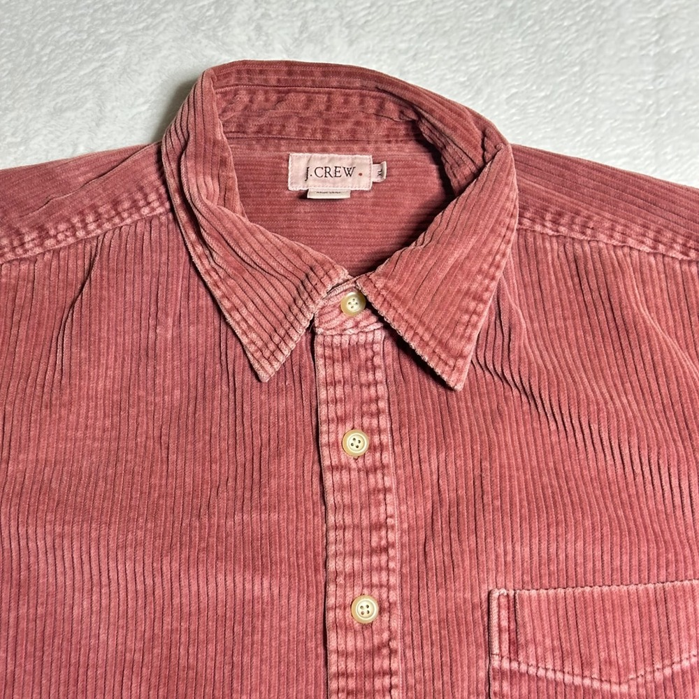 J.Crew Mens XL Rose Pink Wide Whale Corduroy Button Down Shirt 100% Cotton VTG - Picture 3 of 7